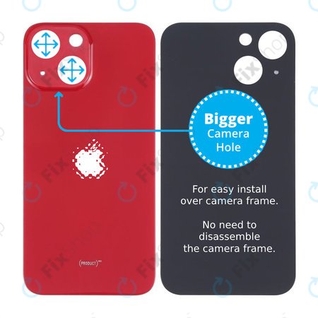 Apple iPhone 13 Mini - Hátsó Ház Üveg Nagyobb Kamera Nyílással (Red)