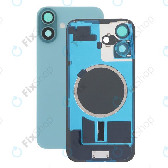 Apple iPhone 16 Plus - Hátsó üveg + Kamera lencse + Fémlemez + Magsafe mágnes (Teal)