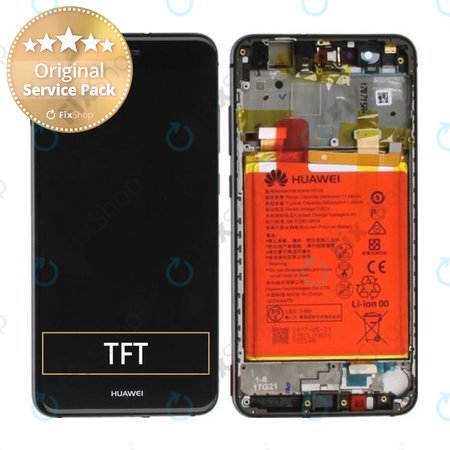 Huawei P10 Lite - LCD Kijelző + Érintőüveg + Keret + Akkumulátor (Graphite Black) - 02351FSG, 02351FSE Genuine Service Pack