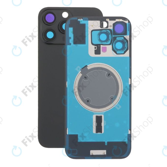 Apple iPhone 16 Pro Max - Hátsó üveg + Kamera lencse + Fémlemez + Magsafe mágnes (Black Titanium)