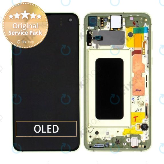 Samsung Galaxy S10e G970F - LCD Kijelző + Érintőüveg + Keret (Canary Yellow) - GH82-18852G, GH82-18836G Genuine Service Pack