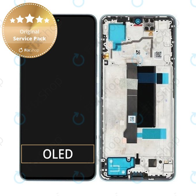 Xiaomi Redmi Note 13 Pro 5G 2312DRA50C - LCD Kijelző + Érintőüveg + Keret (Ocean Teal) - 5600010N1600 Genuine Service Pack