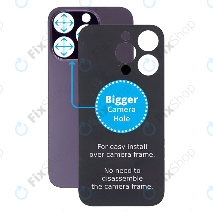 Apple iPhone 14 Pro - Hátsó Ház Üveg Nagyobb Kamera Nyílással (Deep Purple)