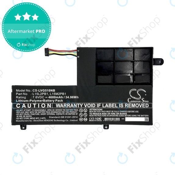 Akkumulátor Lenovo Yoga 510 14, Yoga 510 15, 4600mAh, Li-Pol, 7.6V, L15L2PB1, HQ