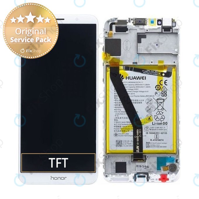 Huawei Honor 7A - LCD Kijelző + Érintőüveg + Keret + Akkumulátor (Gold) - 02351WER Genuine Service Pack