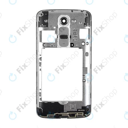 LG G2 Mini D620 - Középső Keret + Hangerő + Bekapcsoló gombok + Flex Kábelek (Ezüst) OEM