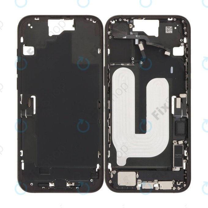 Apple iPhone 16 Plus - Középső Keret + Bekapcsoló-, Hangerő- és Kamera Gombok (Black)
