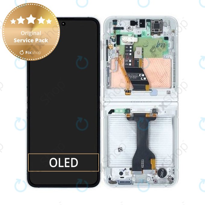 Samsung Galaxy Z Flip 6 F741B - LCD Kijelző + Érintőüveg + Keret (White) - GH82-35014F Genuine Service Pack