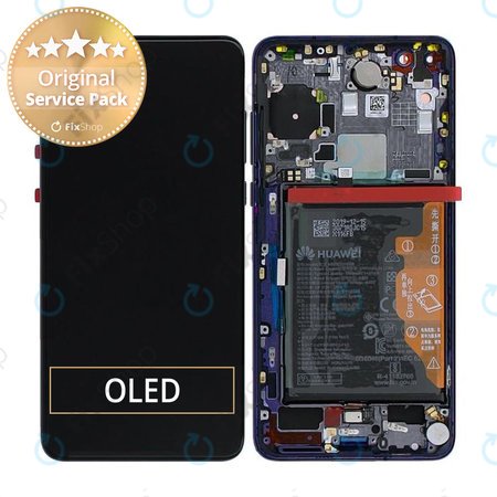 Huawei P40 - LCD Kijelző + Érintőüveg + Keret + Akkumulátor (Deep Sea Blue) - 02353MFU Genuine Service Pack