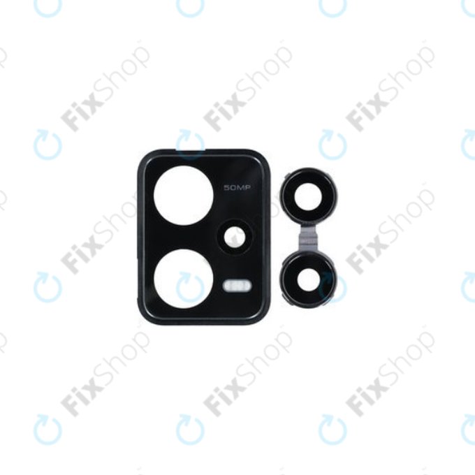 Xiaomi Redmi Note 12 Pro 5G - Hátlapi Kameralencse Üveg + Keret (Midnight Black) - Genuine Service Pack