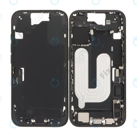 Apple iPhone 16 - Középső Keret + Bekapcsoló-, Hangerő- és Kamera Gombok (Black)