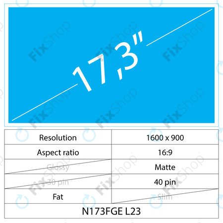 17.3 LCD Fat Matt 40 pin HD+