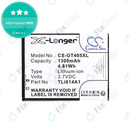 Akkumulátor Alcatel OneTouch Evolve, 1300mAh, Li-Ion, 3.7V, TLi014A1, HQ