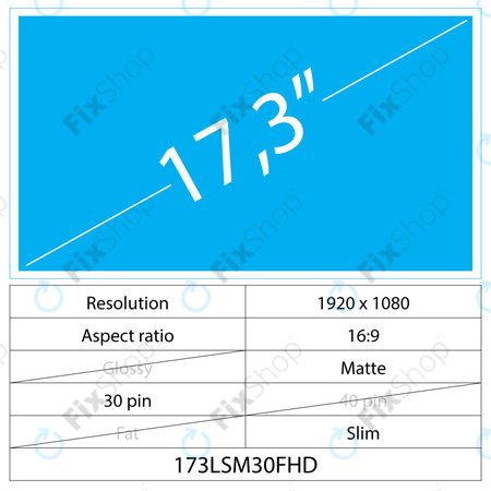 17.3 LCD Slim Matt 30 pin FHD
