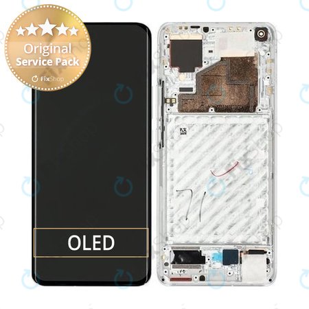 Xiaomi Mi 11, Mi 11 Pro - LCD Kijelző + Érintőüveg + Keret (Cloud White) - 56000700K200 Genuine Service Pack