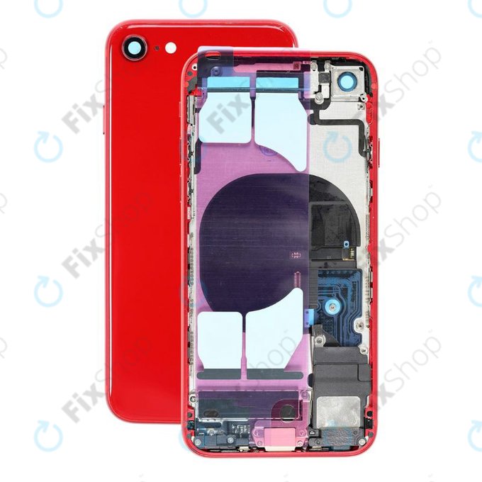 Apple iPhone SE (2nd Gen 2020) - Hátsó Ház Apró Alkatrészekkel (Red)