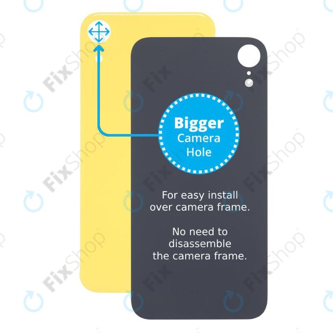 Apple iPhone XR - Hátsó Ház Üveg Nagyobb Kamera Nyílással (Yellow)