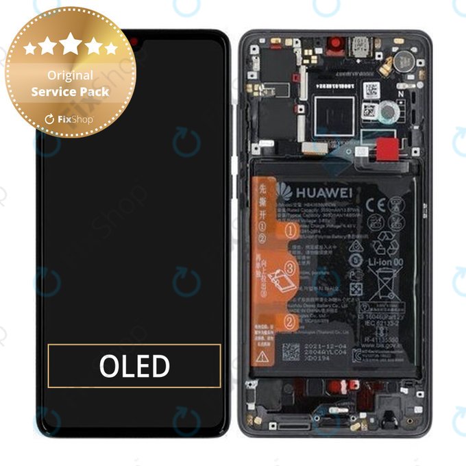 Huawei P30 - LCD Kijelző + Érintőüveg + Keret + Akkumulátor (Black) - 02354HLT Genuine Service Pack