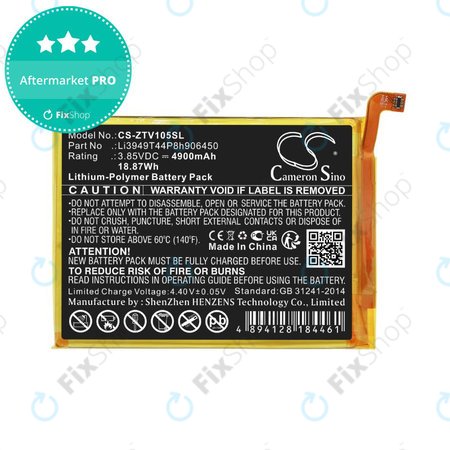 Akkumulátor ZTE Blade V Smart, V30 Vita, 4900mAh, Li-Pol, 3.85V, Li3949T44P8h906450, HQ