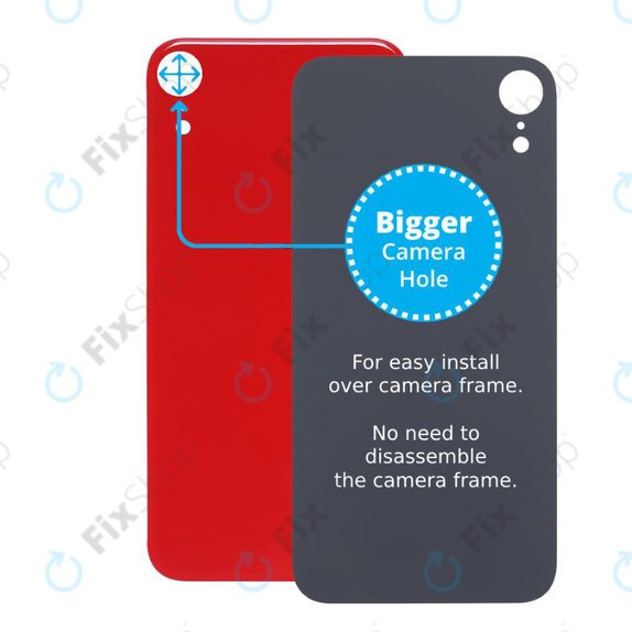 Apple iPhone XR - Hátsó Ház Üveg Nagyobb Kamera Nyílással (Red)