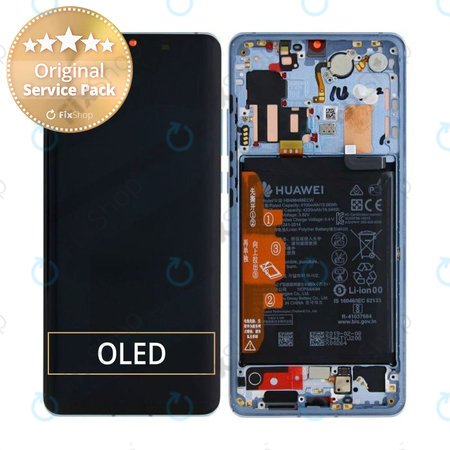 Huawei P30 Pro - LCD Kijelző + Érintőüveg + Keret + Akkumulátor (Breathing Crystal) - 02352PGH Genuine Service Pack