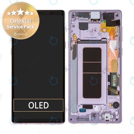 Samsung Galaxy Note 9 N960U - LCD Kijelző + Érintőüveg + Keret (Lavender Purple) - GH97-22269E, GH97-23737E, GH97-22270E Genuine Service Pack