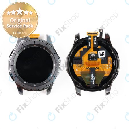 Samsung Gear S3 Frontier R760, R765 - LCD Kijelző + Érintőüveg + Keret (Space Gray) - GH97-19658A Genuine Service Pack