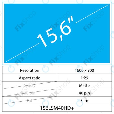 15.6 LCD Slim Matt 40 pin HD+