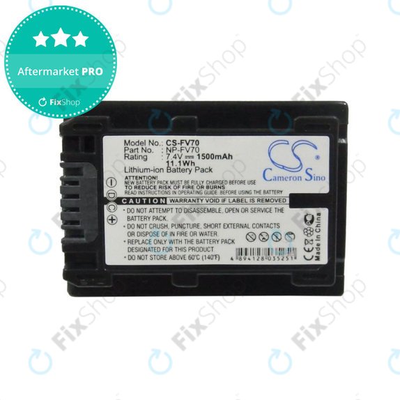 Akkumulátor Sony DCR-DVD, HC, SR, HDR-CX, HC, PJ, XR, NEX-VG, 1500mAh, Li-Ion, 7.4V, NP-FV70, HQ