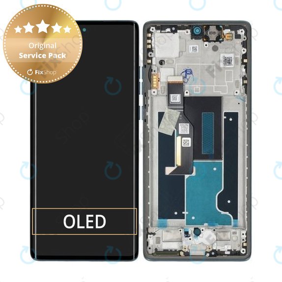Motorola Edge 50 Fusion - LCD Kijelző + Érintőüveg + Keret (Forest Blue) - 5D68C24633 Genuine Service Pack
