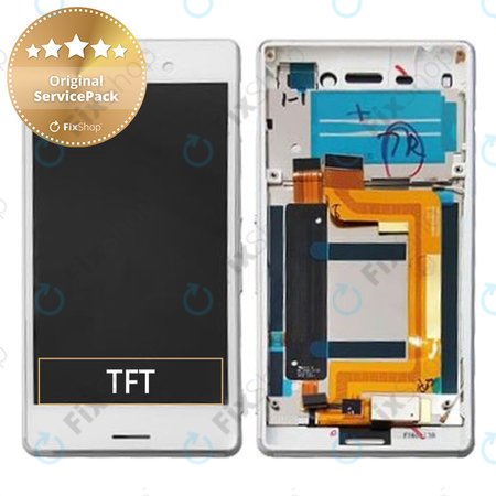 Sony Xperia M4 Aqua E2306 - LCD Kijelző + Érintőüveg + Keret (White) - 124TUL0010A Genuine Service Pack