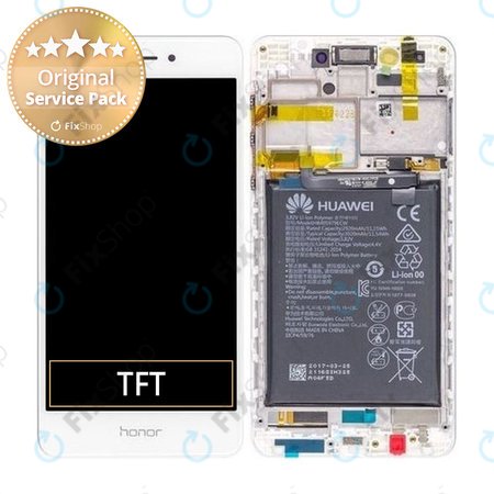 Huawei Nova Smart, Enjoy 6s, Honor 6c - LCD Kijelző + Érintőüveg + Keret + Akkumulátor (White) - 02351FUU Genuine Service Pack