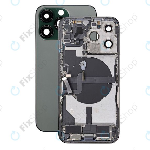 Apple iPhone 13 Pro - Hátsó ház apró alkatrészekkel (Alpine Green)