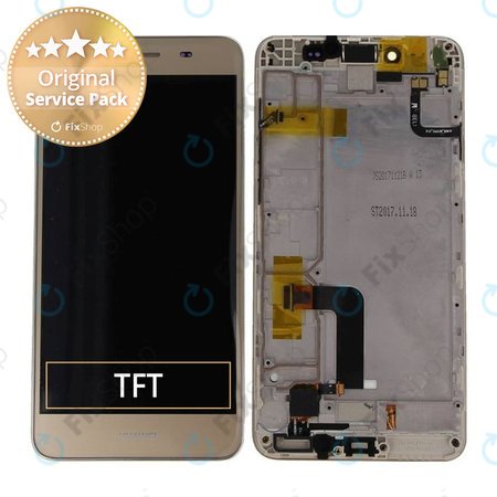 Huawei Y5 II 4G - LCD Kijelző + Érintőüveg + Keret (Sand Gold) - 97070NWB Genuine Service Pack
