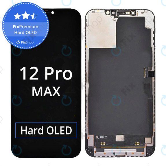 Kijelző Hard OLED iPhone 12 Pro Max, Érintőüveg kerettel, FixPremium