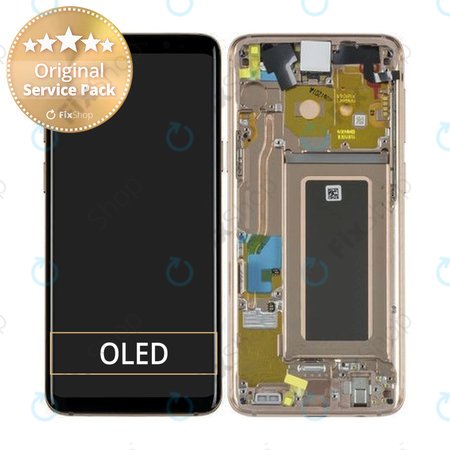 Samsung Galaxy S9 G960F - LCD Kijelző + Érintőüveg + Keret (Sunrise Gold) - GH97-21696E, GH97-21697E Genuine Service Pack