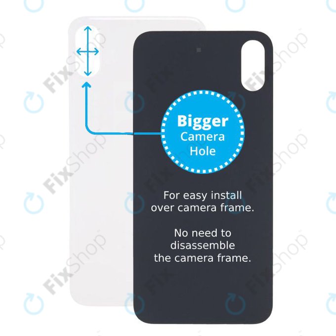 Apple iPhone X - Hátsó Ház Üveg Nagyobb Kamera Nyílással (Silver)