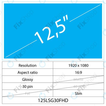 15.6 LCD Slim Glossy 30 pin Full HD No brackets