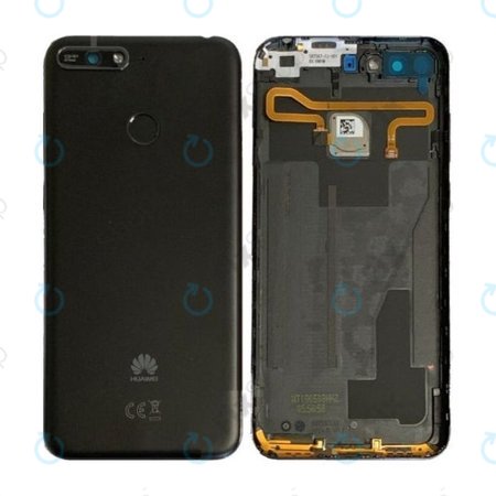 Huawei Y6 Prime (2018) - Akkumulátor Fedőlap + Ujjlenyomat Érzékelő (Fekete) - 97070TYG