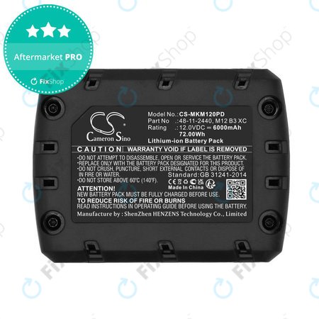 Akkumulátor Milwaukee M12 Redlithium XC 4.0, 6000mAh, Li-Ion, 12V, M12 B3 XC, M12 B4 XC, HQ