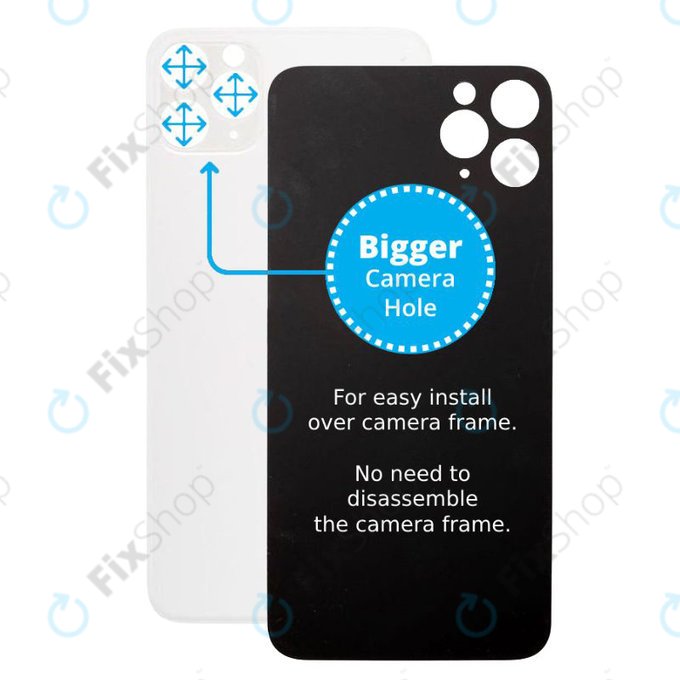 Apple iPhone 11 Pro - Hátsó Ház Üveg Nagyobb Kamera Nyílással (Silver)