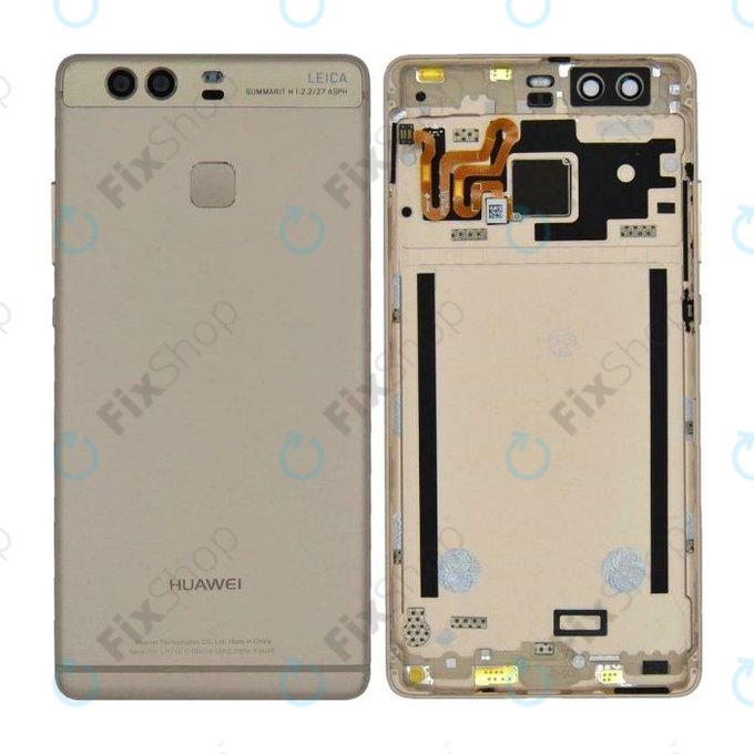 Huawei P9 - Akkumulátor Fedőlap + Ujjlenyomat Érzékelő ujj (Gold) - 02350STJ Genuine Service Pack