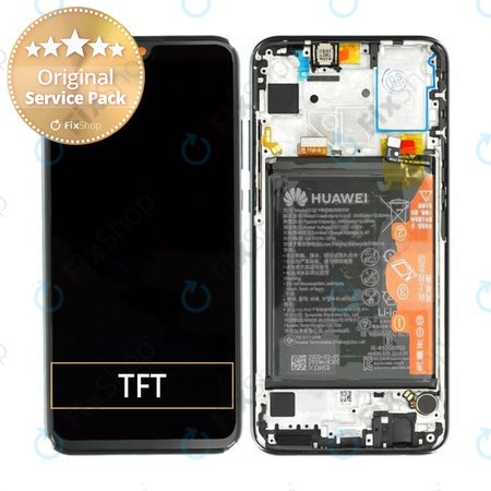 Huawei Honor 20e - LCD Kijelző + Érintőüveg + Keret + Akkumulátor (Midnight Black) - 02353QEL Genuine Service Pack