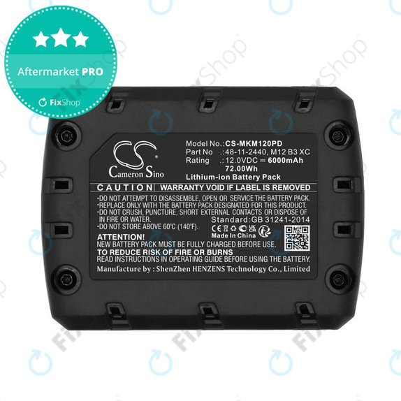 Akkumulátor Milwaukee M12 Redlithium XC 4.0, 6000mAh, Li-Ion, 12V, M12 B3 XC, M12 B4 XC, HQ