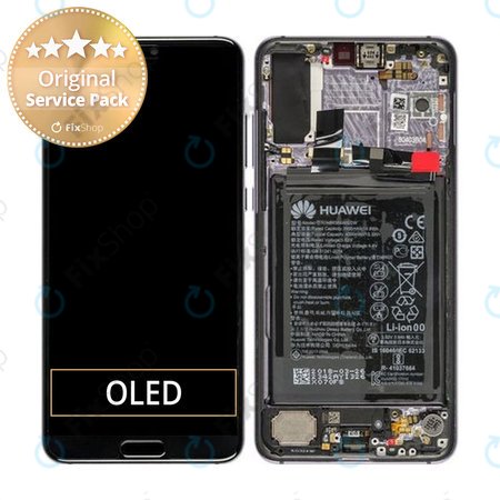 Huawei P20 Pro CLT-L29, CLT-L09 - LCD Kijelző + Érintőüveg + Keret + Akkumulátor (Twilight) - 02351WTU Genuine Service Pack