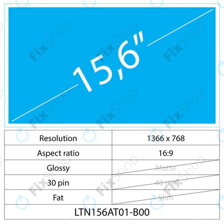 15.6 LCD Fat Fényes 30 pin HD