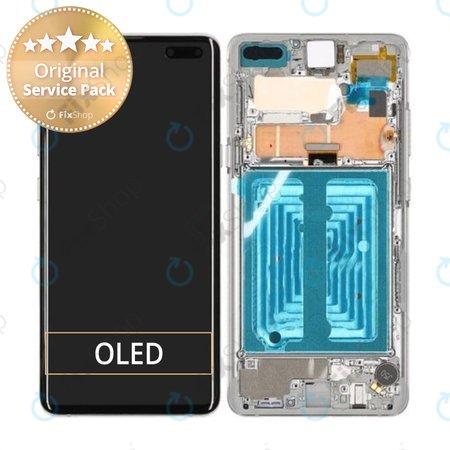 Samsung Galaxy S10 5G G977B - LCD Kijelző + Érintőüveg + Keret (Majestic Black) - GH82-20442B Genuine Service Pack