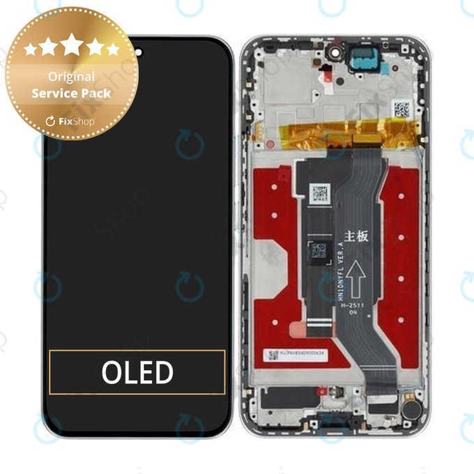 Honor 400 - LCD Kijelző + Érintőüveg + Keret (Meteor Silver) - 0235APNS Genuine Service Pack