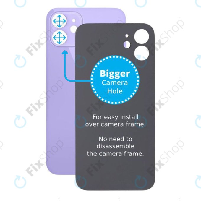 Apple iPhone 12 - Hátsó Ház Üveg Nagyobb Kamera Nyílással (Purple)