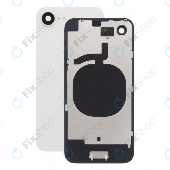 Apple iPhone 16e - Hátsó üveg + Kamera lencse + Fémlemez (White)